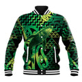 Humpback Whale Matariki New Zealand Baseball Jacket NZ Maori Paikea Poutama Luxury Green