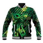 Humpback Whale Matariki New Zealand Baseball Jacket NZ Maori Paikea Poutama Luxury Green