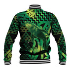 Humpback Whale Matariki New Zealand Baseball Jacket NZ Maori Paikea Poutama Luxury Green