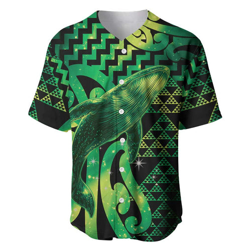 Humpback Whale Matariki New Zealand Baseball Jersey NZ Maori Paikea Poutama Luxury Green
