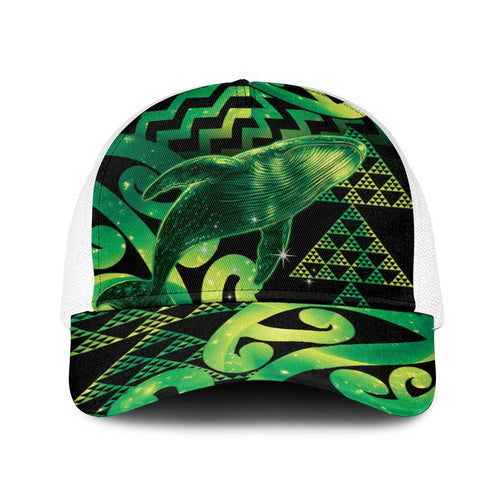 Humpback Whale Matariki New Zealand Baseball Net Cap NZ Maori Paikea Poutama Luxury Green