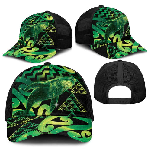 Humpback Whale Matariki New Zealand Baseball Net Cap NZ Maori Paikea Poutama Luxury Green