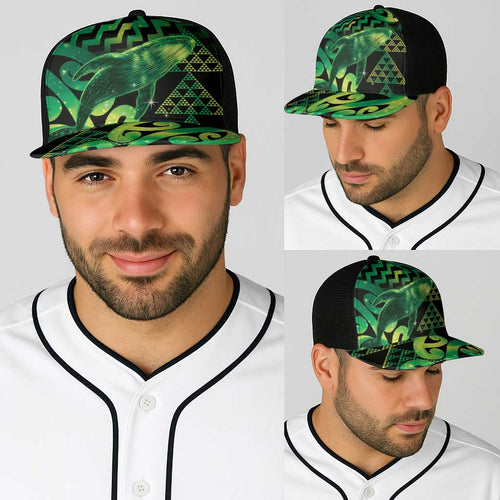 Humpback Whale Matariki New Zealand Baseball Net Cap NZ Maori Paikea Poutama Luxury Green