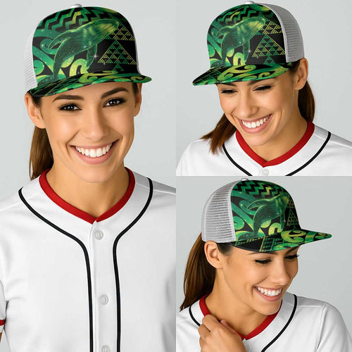 Humpback Whale Matariki New Zealand Baseball Net Cap NZ Maori Paikea Poutama Luxury Green