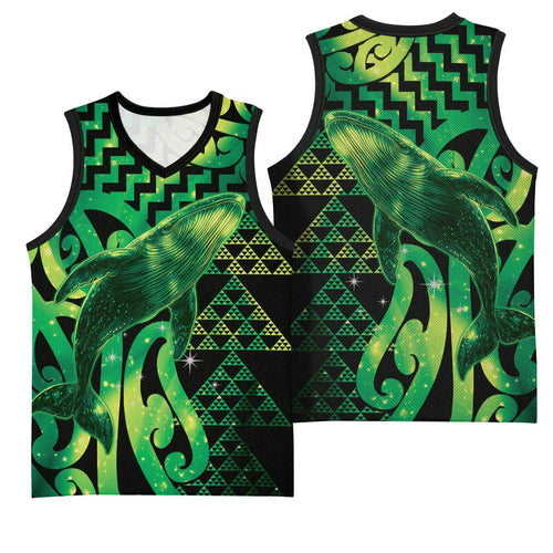 Humpback Whale Matariki New Zealand Basketball Jersey NZ Maori Paikea Poutama Luxury Green