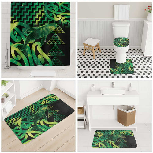 Humpback Whale Matariki New Zealand Bathroom Set NZ Maori Paikea Poutama Luxury Green
