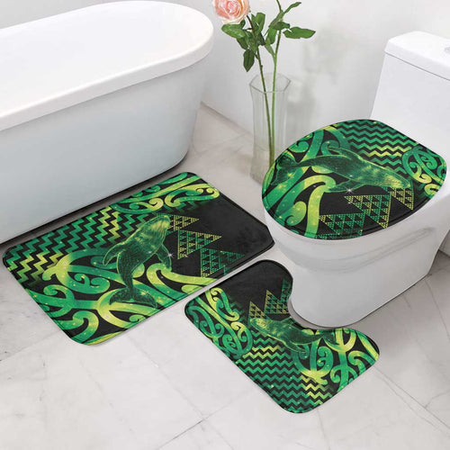 Humpback Whale Matariki New Zealand Bathroom Set NZ Maori Paikea Poutama Luxury Green