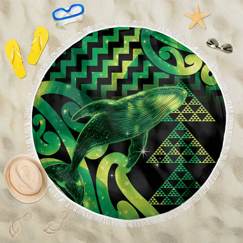 Humpback Whale Matariki New Zealand Beach Blanket NZ Maori Paikea Poutama Luxury Green