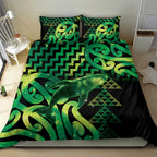 Humpback Whale Matariki New Zealand Bedding Set NZ Maori Paikea Poutama Luxury Green