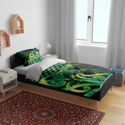 Humpback Whale Matariki New Zealand Bedding Set NZ Maori Paikea Poutama Luxury Green