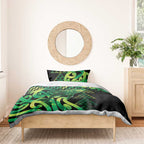 Humpback Whale Matariki New Zealand Bedding Set NZ Maori Paikea Poutama Luxury Green