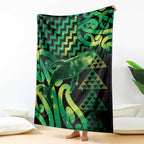 Humpback Whale Matariki New Zealand Blanket NZ Maori Paikea Poutama Luxury Green
