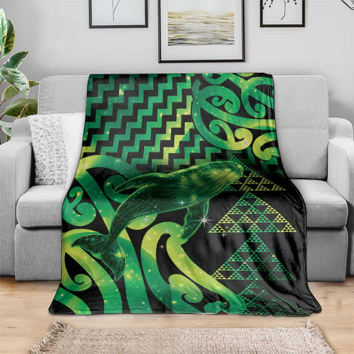 Humpback Whale Matariki New Zealand Blanket NZ Maori Paikea Poutama Luxury Green