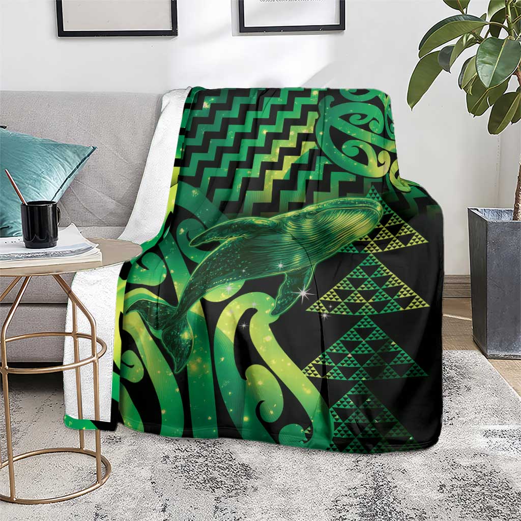 Humpback Whale Matariki New Zealand Blanket NZ Maori Paikea Poutama Luxury Green