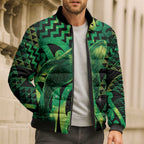 Humpback Whale Matariki New Zealand Bomber Puffer Jacket NZ Maori Paikea Poutama Luxury Green