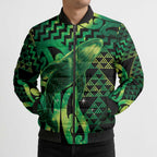 Humpback Whale Matariki New Zealand Bomber Puffer Jacket NZ Maori Paikea Poutama Luxury Green