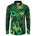 Humpback Whale Matariki New Zealand Button Sweatshirt NZ Maori Paikea Poutama Luxury Green