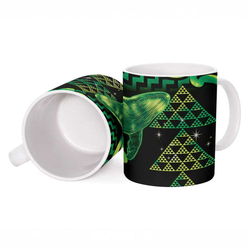 Humpback Whale Matariki New Zealand Ceramic Mug NZ Maori Paikea Poutama Luxury Green