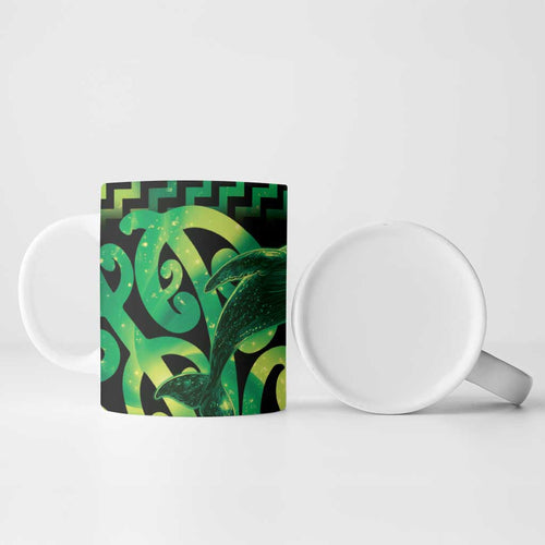 Humpback Whale Matariki New Zealand Ceramic Mug NZ Maori Paikea Poutama Luxury Green