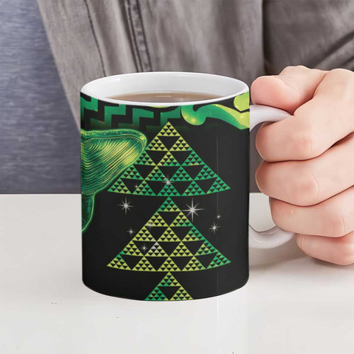 Humpback Whale Matariki New Zealand Ceramic Mug NZ Maori Paikea Poutama Luxury Green