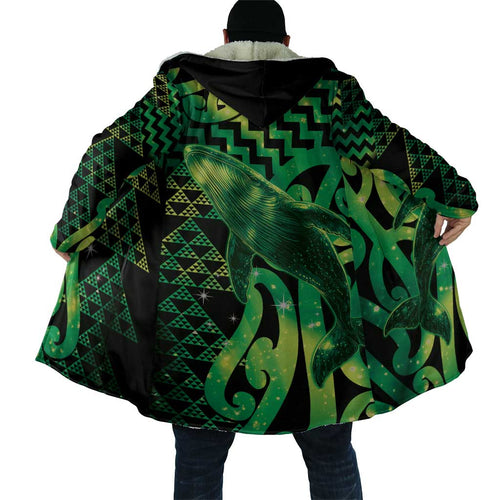 Humpback Whale Matariki New Zealand Cloak NZ Maori Paikea Poutama Luxury Green