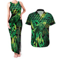 Humpback Whale Matariki New Zealand Couples Matching Tank Maxi Dress and Hawaiian Shirt NZ Maori Paikea Poutama Luxury Green