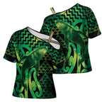 Humpback Whale Matariki New Zealand Cross Shoulder Shirt NZ Maori Paikea Poutama Luxury Green