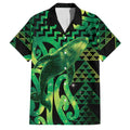 Humpback Whale Matariki New Zealand Family Matching Off The Shoulder Long Sleeve Dress and Hawaiian Shirt NZ Maori Paikea Poutama Luxury Green