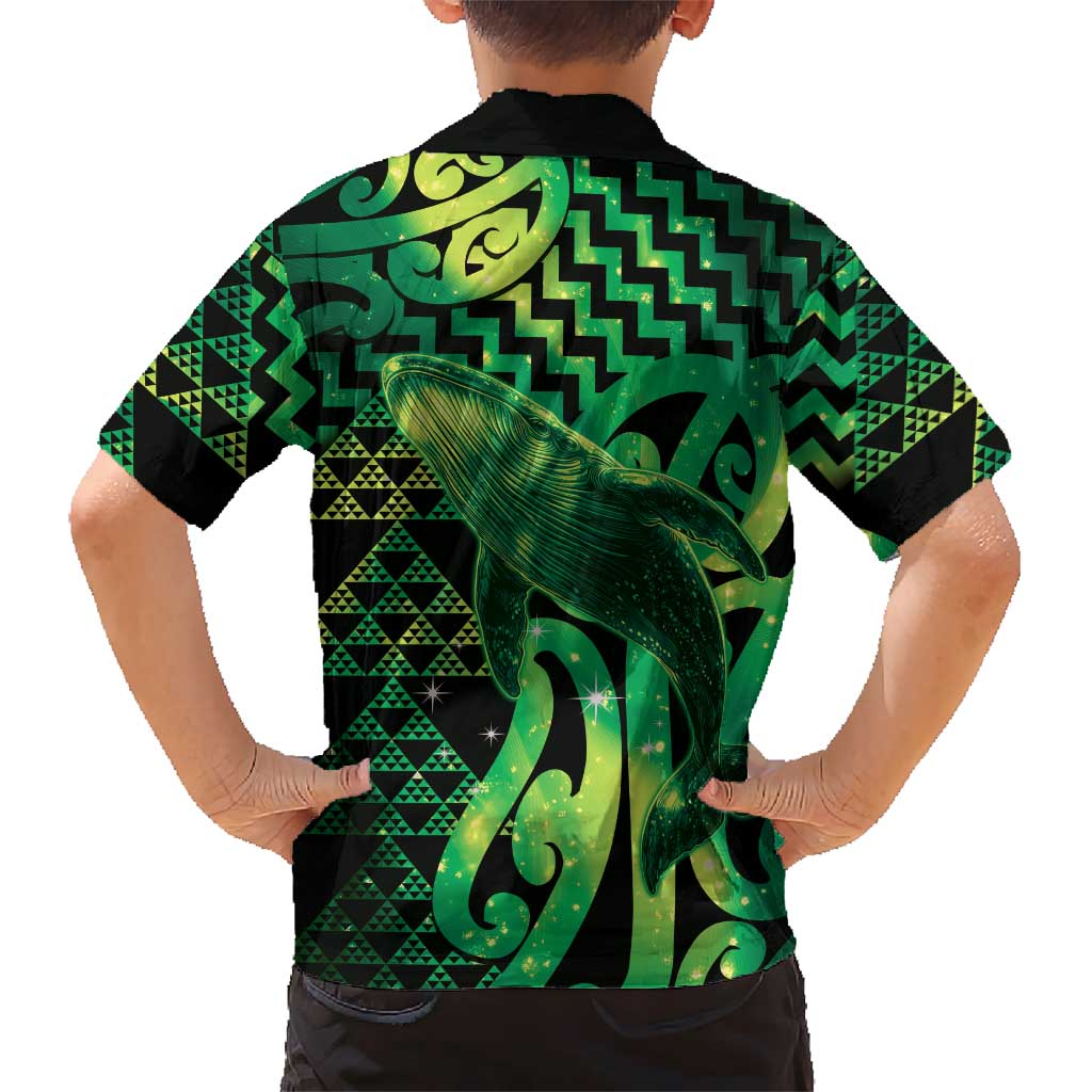 Humpback Whale Matariki New Zealand Family Matching Summer Maxi Dress and Hawaiian Shirt NZ Maori Paikea Poutama Luxury Green