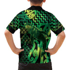 Humpback Whale Matariki New Zealand Family Matching Summer Maxi Dress and Hawaiian Shirt NZ Maori Paikea Poutama Luxury Green