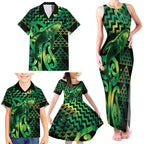 Humpback Whale Matariki New Zealand Family Matching Tank Maxi Dress and Hawaiian Shirt NZ Maori Paikea Poutama Luxury Green