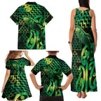 Humpback Whale Matariki New Zealand Family Matching Tank Maxi Dress and Hawaiian Shirt NZ Maori Paikea Poutama Luxury Green