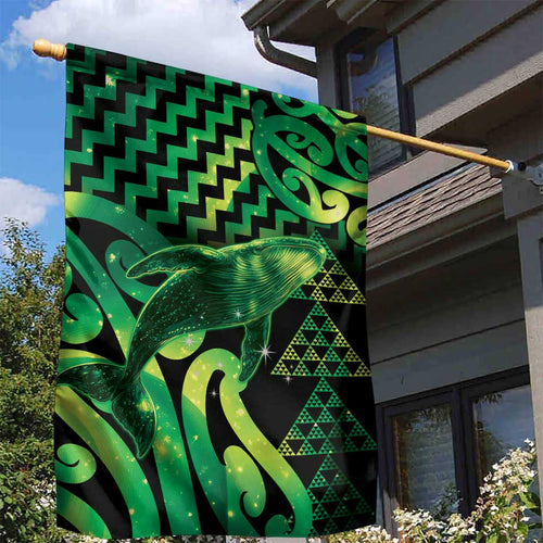 Humpback Whale Matariki New Zealand Garden Flag NZ Maori Paikea Poutama Luxury Green
