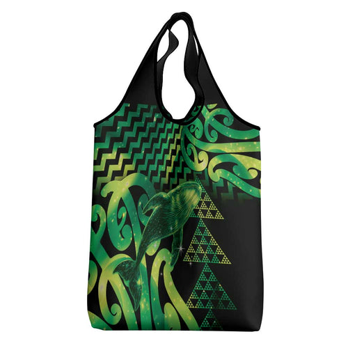 Humpback Whale Matariki New Zealand Grocery Bag NZ Maori Paikea Poutama Luxury Green
