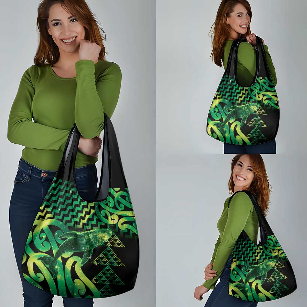 Humpback Whale Matariki New Zealand Grocery Bag NZ Maori Paikea Poutama Luxury Green