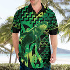 Humpback Whale Matariki New Zealand Hawaiian Shirt NZ Maori Paikea Poutama Luxury Green