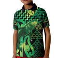 Humpback Whale Matariki New Zealand Kid Polo Shirt NZ Maori Paikea Poutama Luxury Green