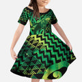 Humpback Whale Matariki New Zealand Kid Short Sleeve Dress NZ Maori Paikea Poutama Luxury Green