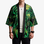 Humpback Whale Matariki New Zealand Kimono NZ Maori Paikea Poutama Luxury Green