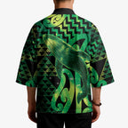 Humpback Whale Matariki New Zealand Kimono NZ Maori Paikea Poutama Luxury Green