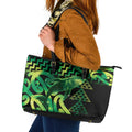 Humpback Whale Matariki New Zealand Leather Tote Bag NZ Maori Paikea Poutama Luxury Green