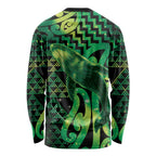 Humpback Whale Matariki New Zealand Long Sleeve Shirt NZ Maori Paikea Poutama Luxury Green