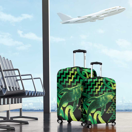 Humpback Whale Matariki New Zealand Luggage Cover NZ Maori Paikea Poutama Luxury Green