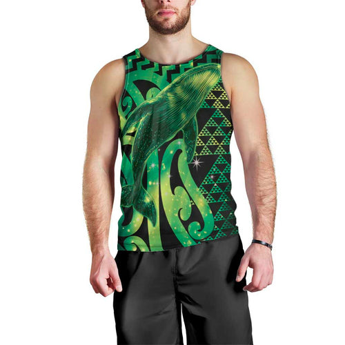 Humpback Whale Matariki New Zealand Men Tank Top NZ Maori Paikea Poutama Luxury Green