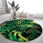 Humpback Whale Matariki New Zealand Round Carpet NZ Maori Paikea Poutama Luxury Green