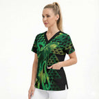 Humpback Whale Matariki New Zealand Scrub Top NZ Maori Paikea Poutama Luxury Green