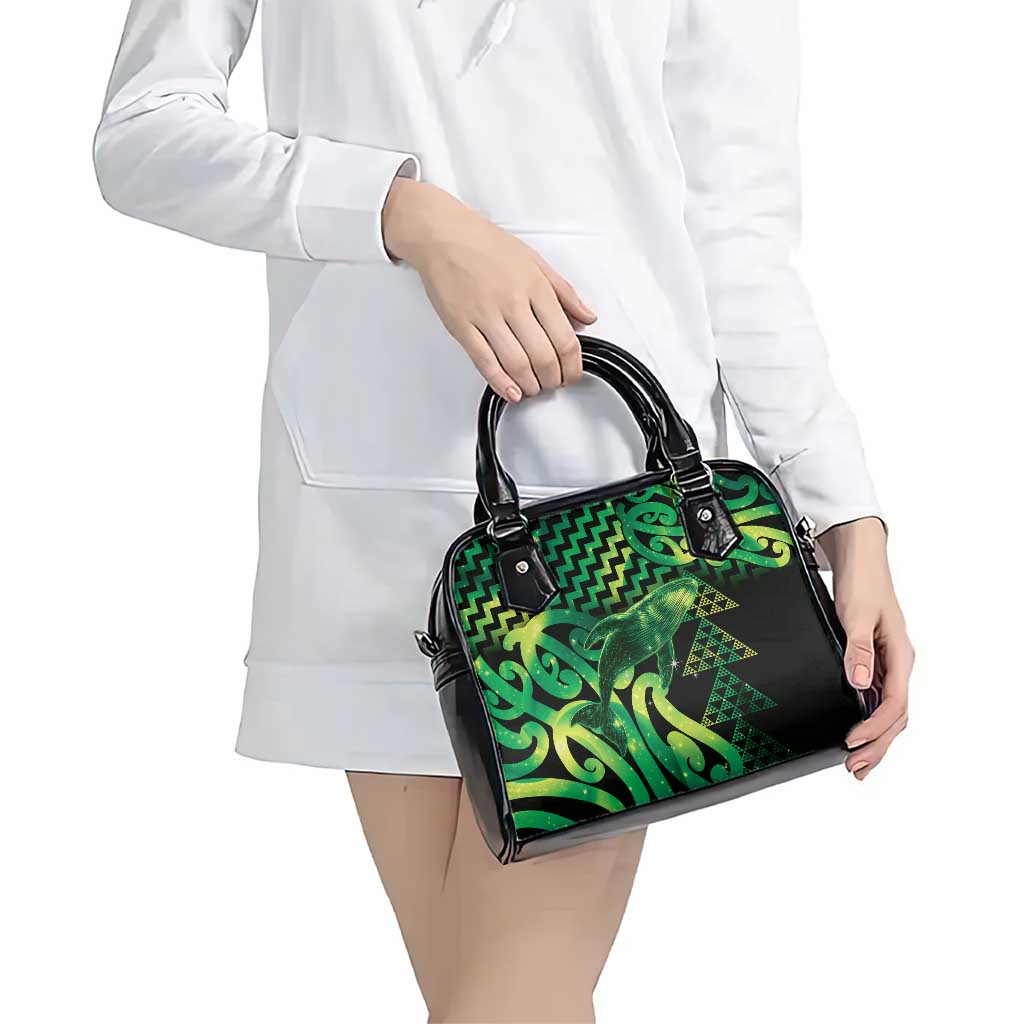 Humpback Whale Matariki New Zealand Shoulder Handbag NZ Maori Paikea Poutama Luxury Green