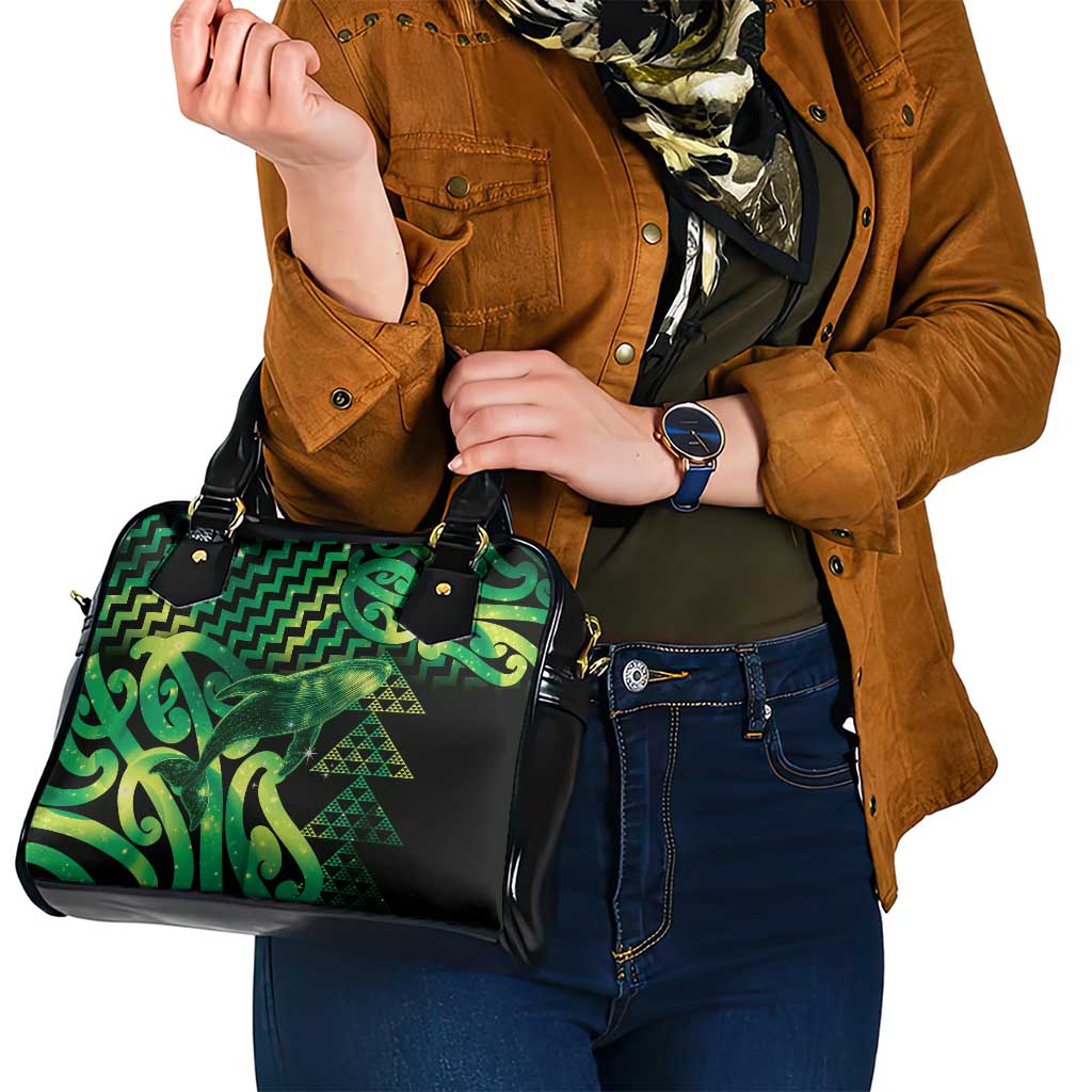 Humpback Whale Matariki New Zealand Shoulder Handbag NZ Maori Paikea Poutama Luxury Green