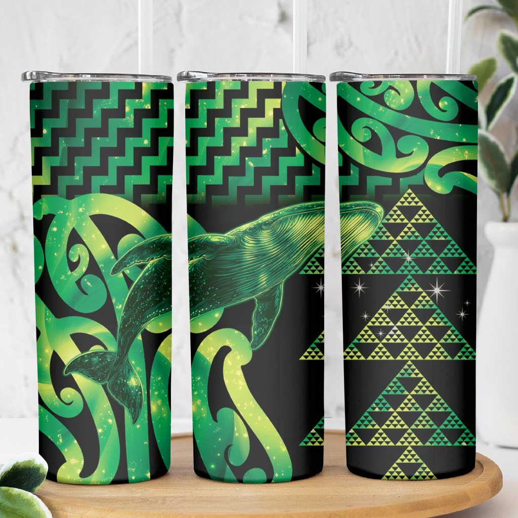 Humpback Whale Matariki New Zealand Skinny Tumbler NZ Maori Paikea Poutama Luxury Green