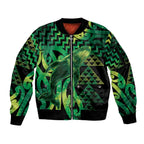 Humpback Whale Matariki New Zealand Sleeve Zip Bomber Jacket NZ Maori Paikea Poutama Luxury Green